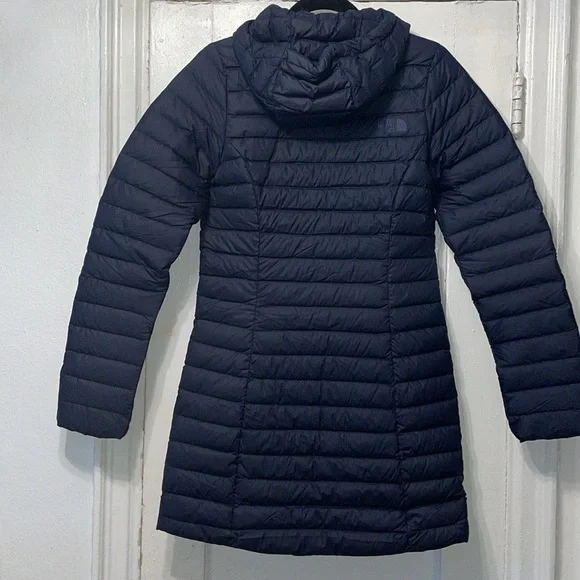 THE NORTH FACE WOMEN'S STRETCH DOWN PARKA AVIATOR COAT JACKET NAVY SIZE XS